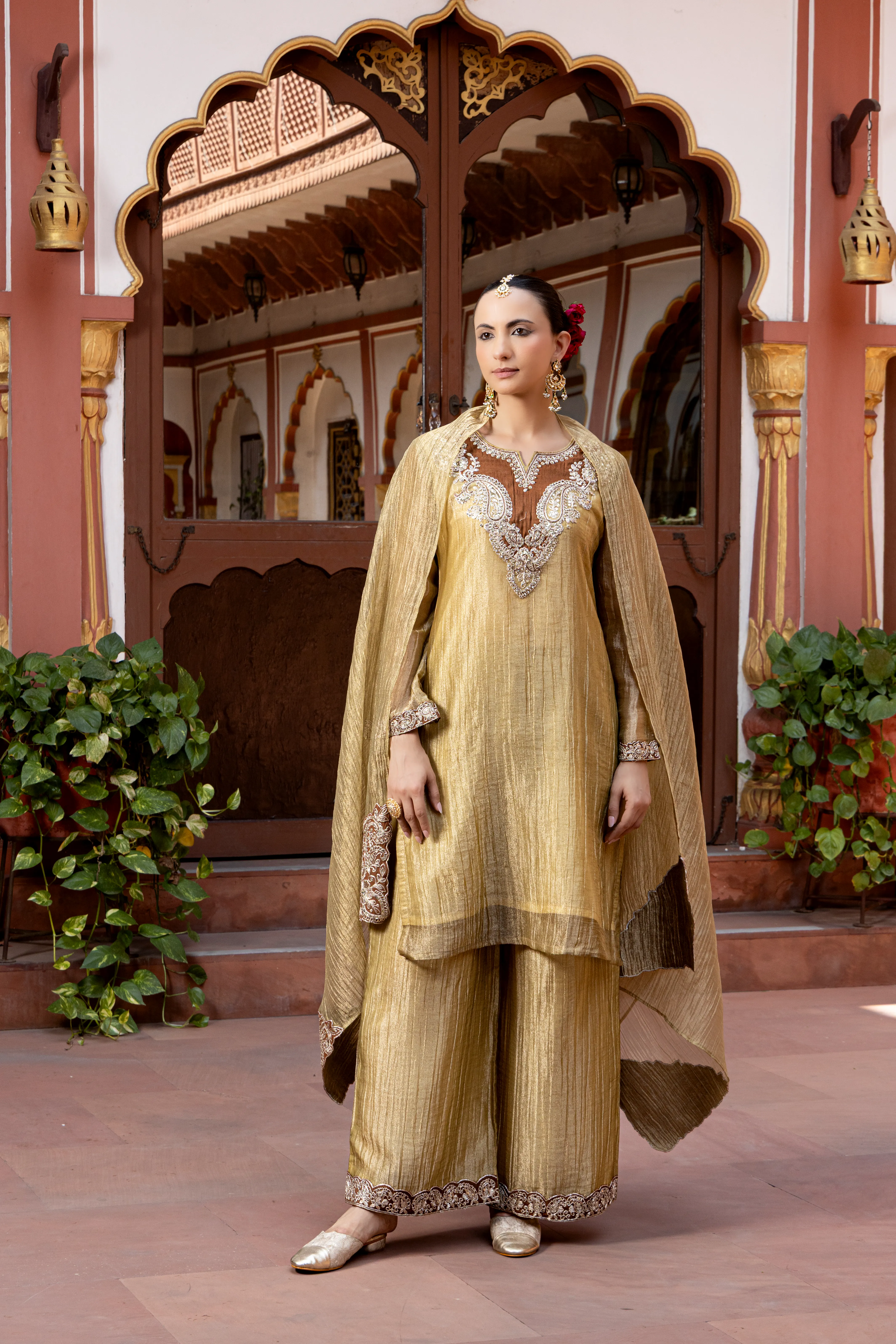 Golden Palazzo Suit Set