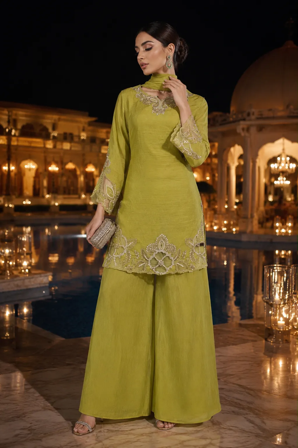 Lime Green Palazzo Co-ord Set