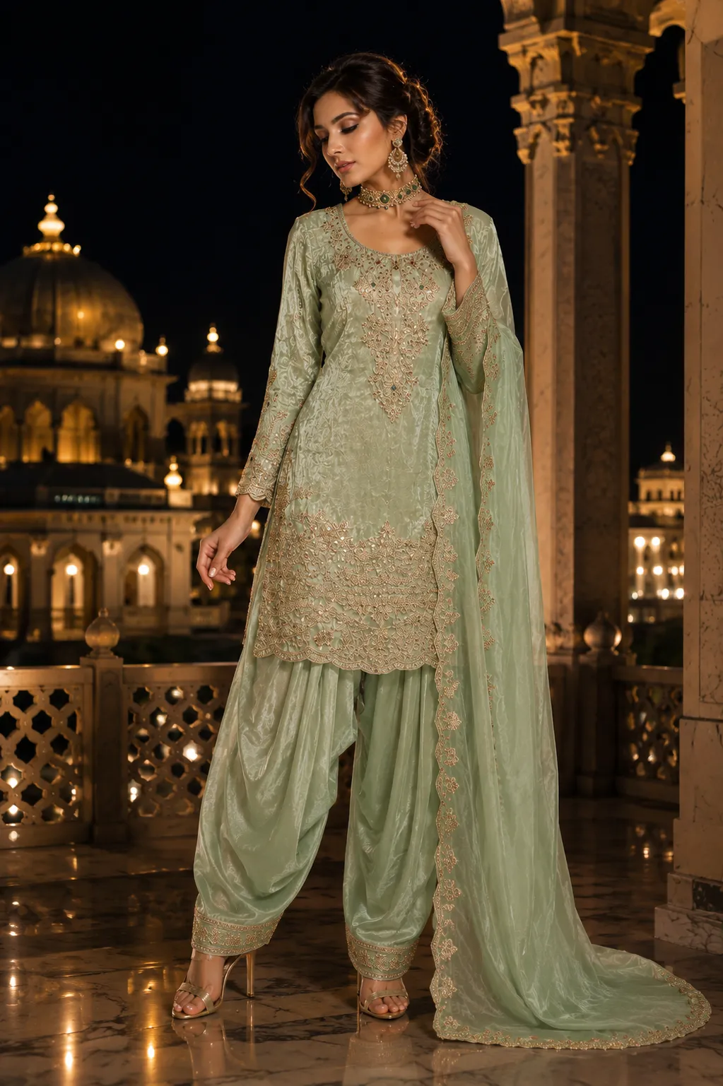 Sage Green Dhoti Salwar Set